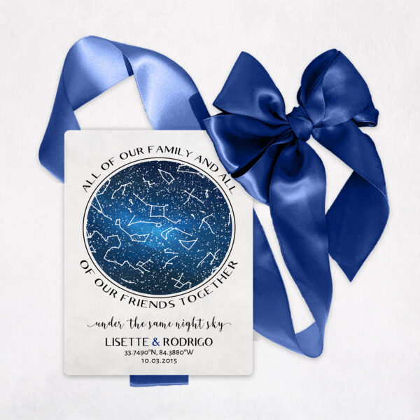 Star Map Night Sky Metal Wedding Invitation with QR Code #11112