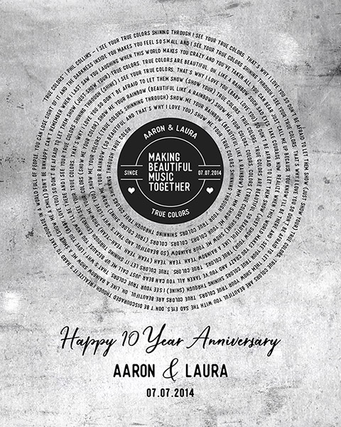 Wedding Song on Tin Lyrics in Record Label Spiral – Custom Art Print for Aaron L