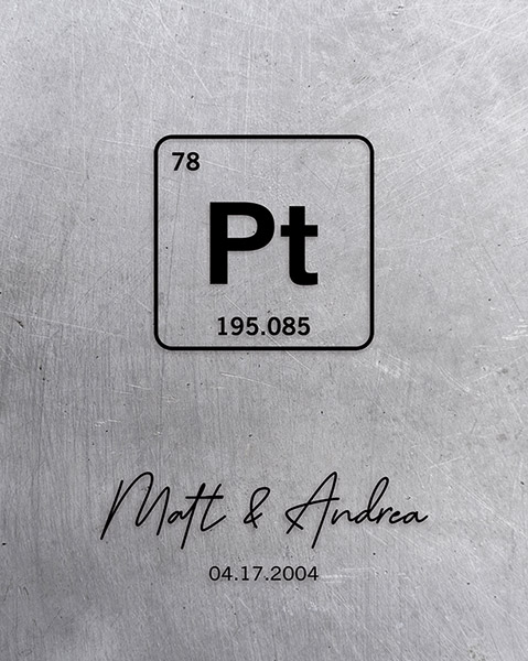 Platinum Element Symbol 20 Year Anniversary – Custom Art Print for Andrea M