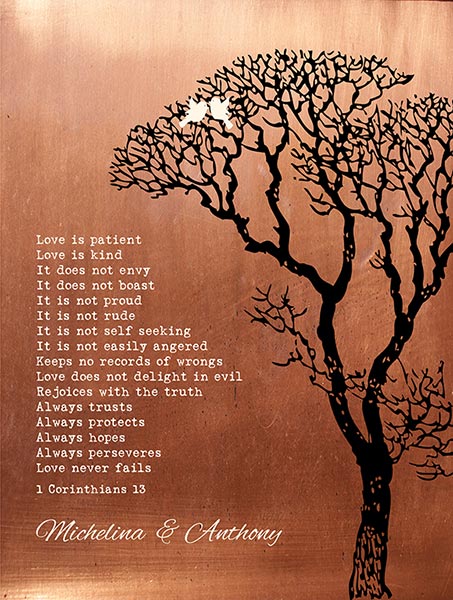 7 Year Anniversary 1 Corinthians 13 Verse Personalized – Custom Art Print for Anthony K