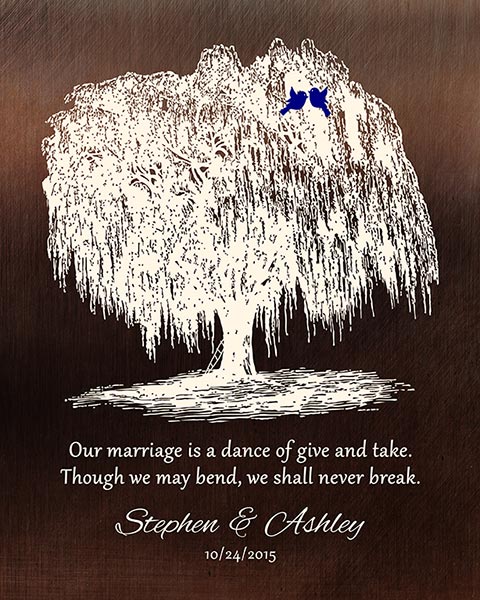 9th Anniversary Vintage Willow Silhouette Tree Art – Custom Art Print for Ashley G