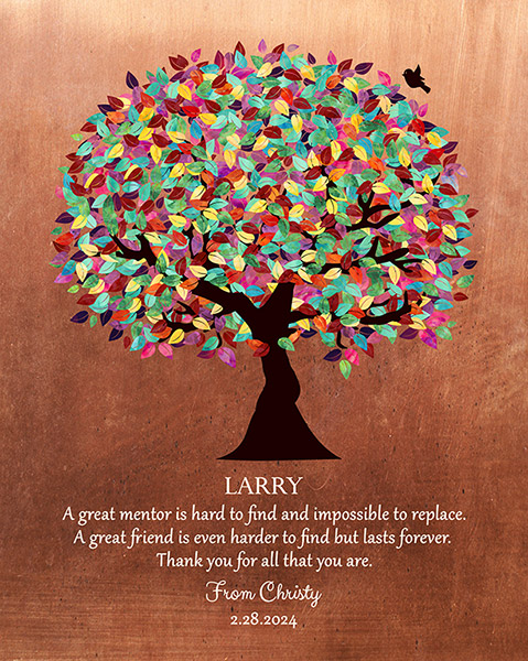 Thank You Mentor and Friend Copper Tree – Custom Art Print for Chrysoula D