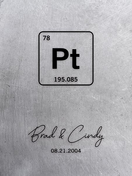 Platinum Element Symbol 20th Wedding Anniversary – Custom Art Print for Cindy P