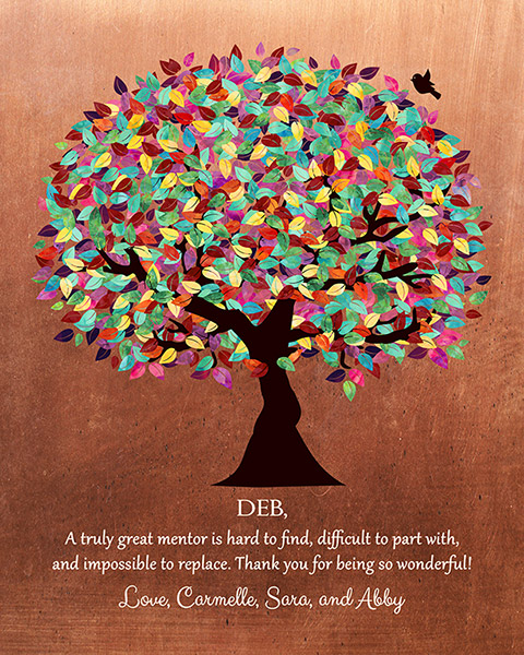 Retirement Gift for Mentor and Friend Spring Tree Copper – Custom Art Print for Deb E