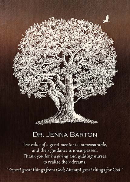 Canvas. Oak Tree Gift for Mentor Canvas #1397. Personalized acievement gift for Dr. Jenna B.