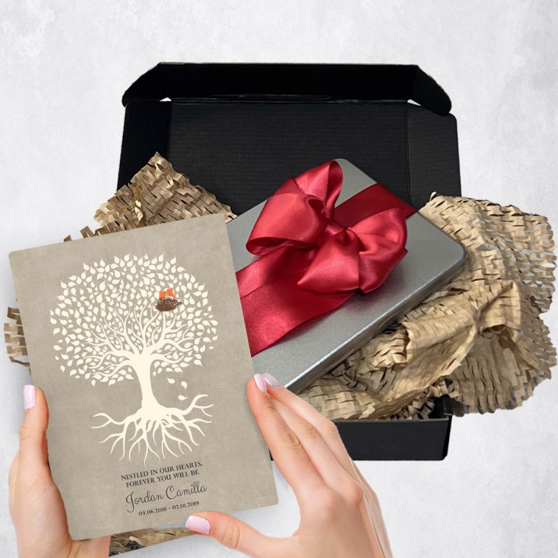 Personalized Loss of Baby gift delivery for bereaved parents Rooted Tree  plaque for a unique and permanent flower delivery alternative. Loss of Baby gift delivery.