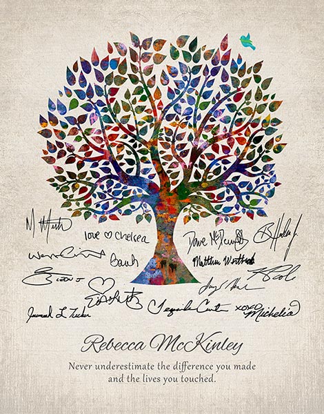 Digitized Signatures Custom Retirement Farewell Gift to Coworker – Custom Art Print for Erin L