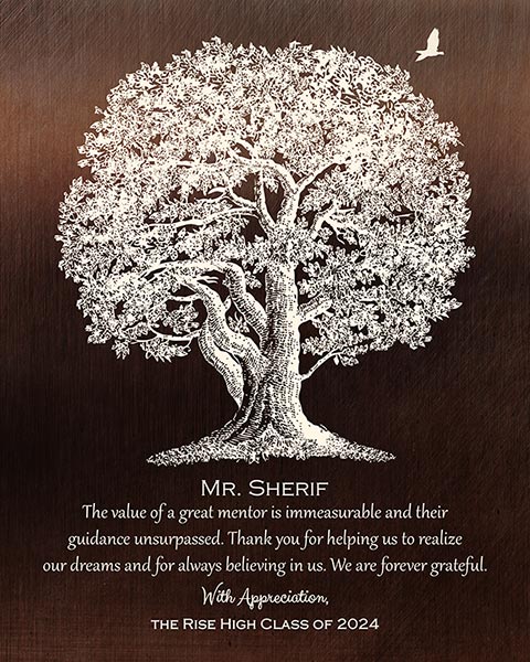 Gift for Retiring Mentor Oak Tree Plaque – Custom Art Print for Gretchen B