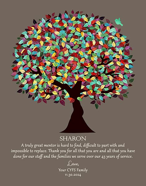 Employee Retirement Gift Years of Service Recognition from Management Staff – Custom Art Print for Harriet K