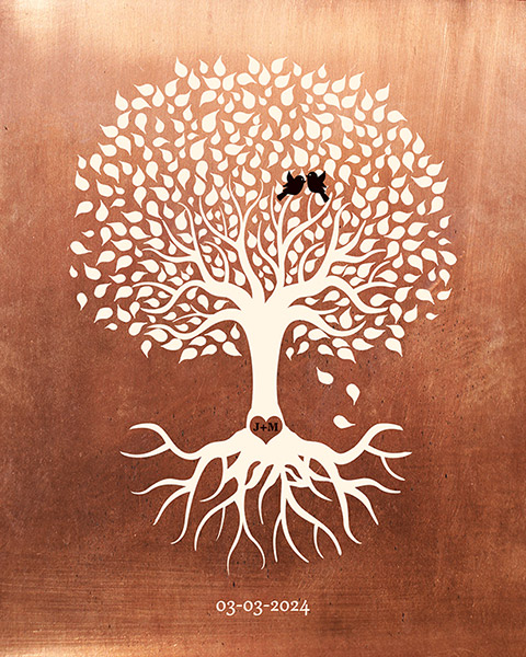 7th Anniversary Copper Family Tree – Custom Art Print for Helle M