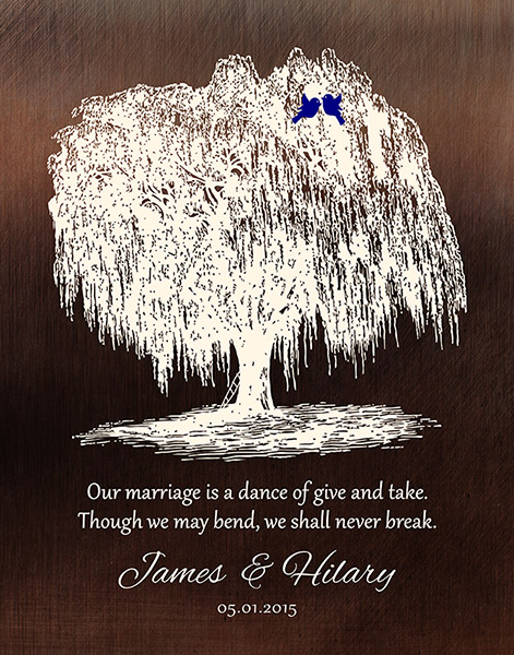 9th Anniversary Willow Tree Art for Couple – Custom Art Print for Hilary C