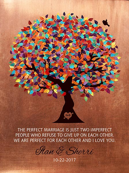 7 Year Copper Tree Anniversary Couple Perfect Marriage – Custom Art Print for Ilan G