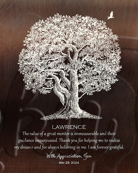 Custom Retirement Gift for Male Coworker Oak Tree on Bronze – Custom Art Print for Jen H