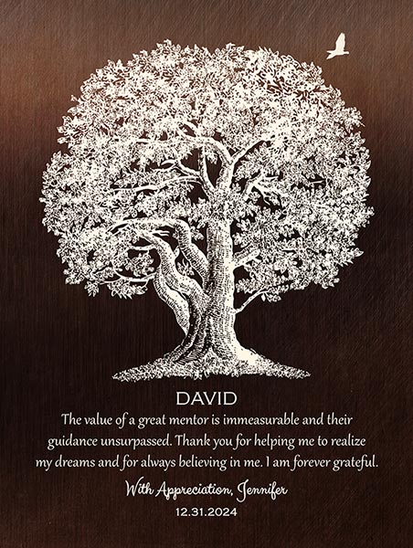 Coworker Retirement Gift Mentor Appreciation Oak Tree – Custom Art Print for Jennifer P