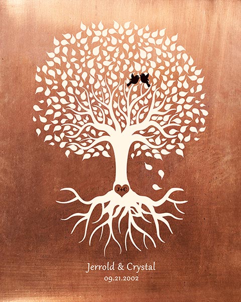 Copper Anniversary Family Tree Gift for Wife – Custom Art Print for Jerrold P