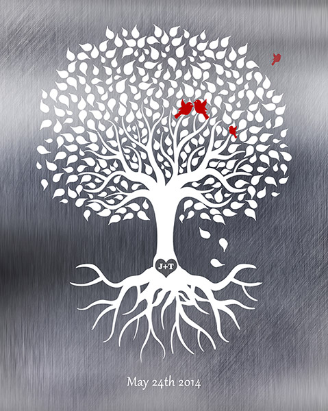 Tin Anniversary Rooted Tree – Custom Art Print for Jessica V