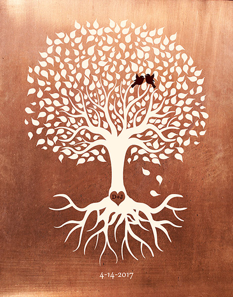 7th Anniversary Gift Copper Tree Illustration – Custom Art Print for Joe C