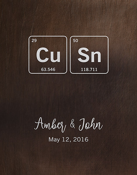 8 Year Anniversary Periodic Table Elements of Bronze – Custom Art Print for John S