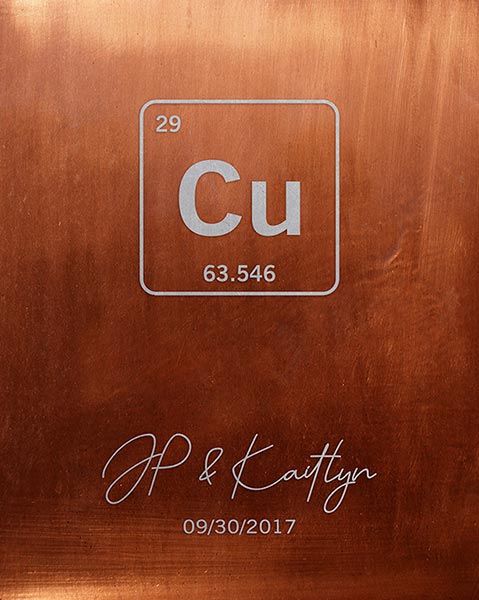 7 Year Copper Anniversary Gift for Couple Periodic Table Element – Custom Art Print for John R