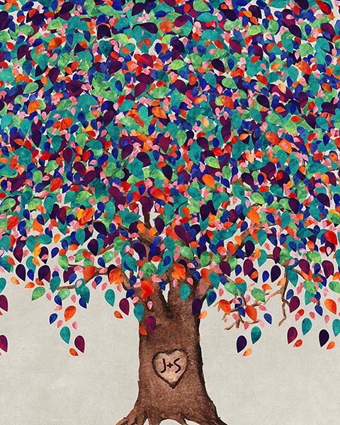 Willow Anniversary Colorful Tree – Custom Art Print for Josh B