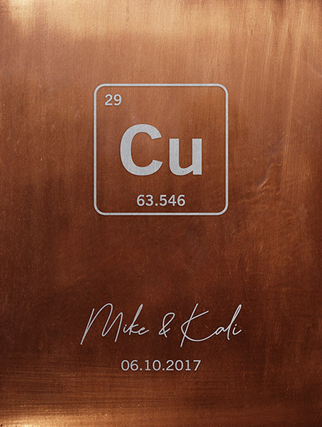 Copper Element Periodic Table Symbol Anniversary Gift – Custom Art Print for Kali B