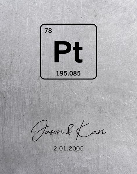 20th Anniversary Platinum Element Symbol of Periodic Table – Custom Art Print for Kari H