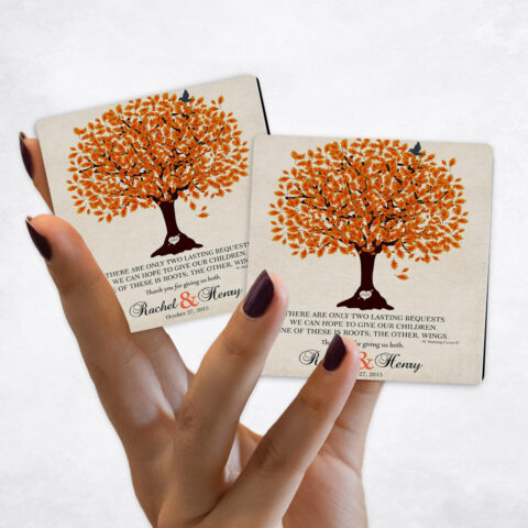 wedding Orange Oak Tree on Distressed Canvas Magnet Set MAG-1101