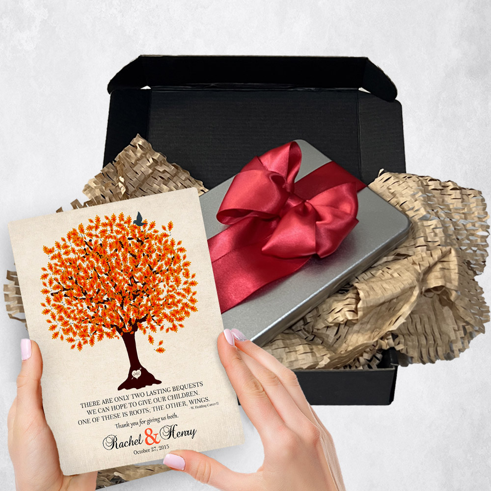 Personalized wedding gift delivery for parents Oak Tree  plaque for a unique and permanent flower delivery alternative. wedding gift delivery.