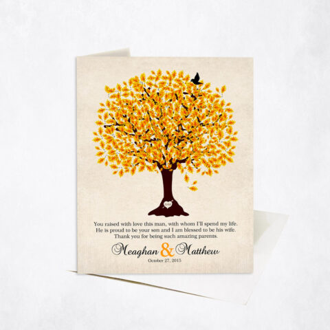 Yellow Oak Gratitude Tree Poem wedding Stationery Card-1102