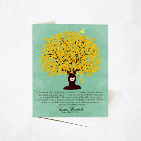 Yellow Oak Gratitude Tree Poem wedding Stationery Card-1104