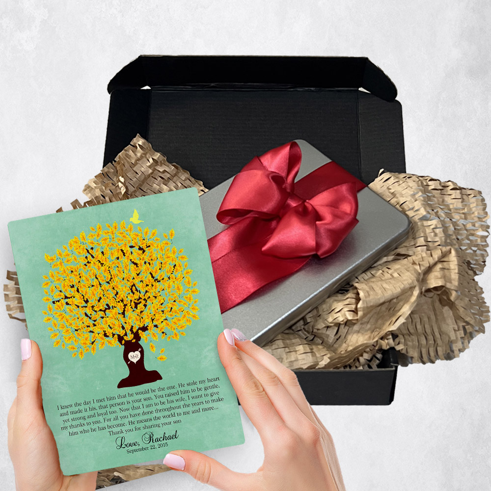 Personalized wedding gift delivery for mother of the groom Oak Tree  plaque for a unique and permanent flower delivery alternative. wedding gift delivery.