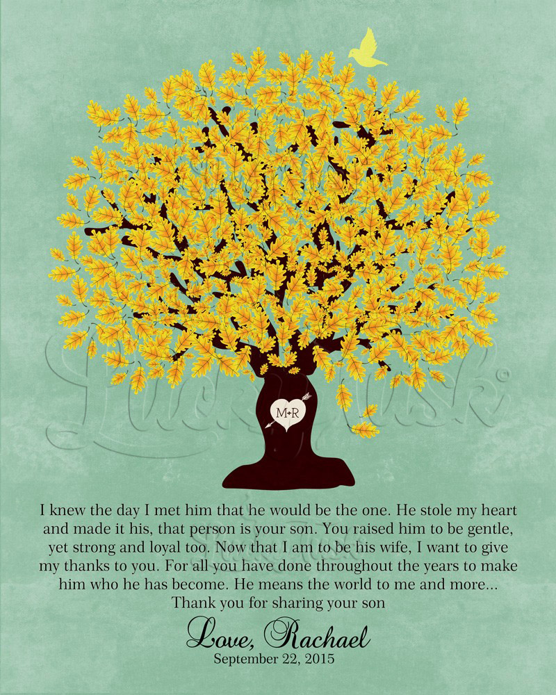 Yellow Oak Gratitude Tree Poem on Green Stone wedding Wall Plaque LTC-1104