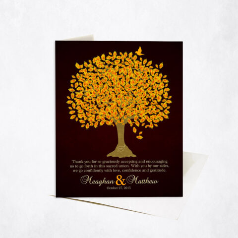 Orange Oak Thank You Tree Quote wedding Stationery Card-1105