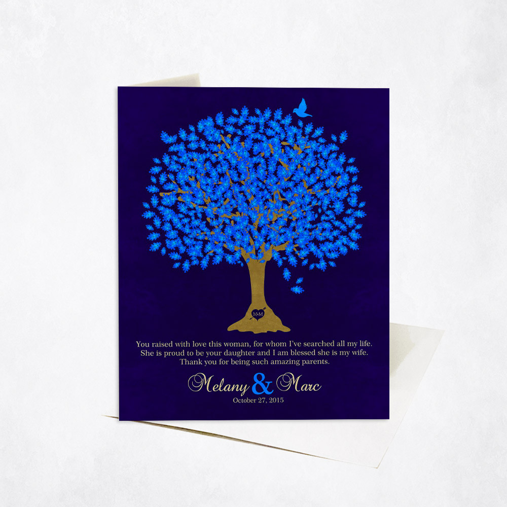 Picture of Blue Oak Gratitude Tree Poem wedding Stationery Card C-1106