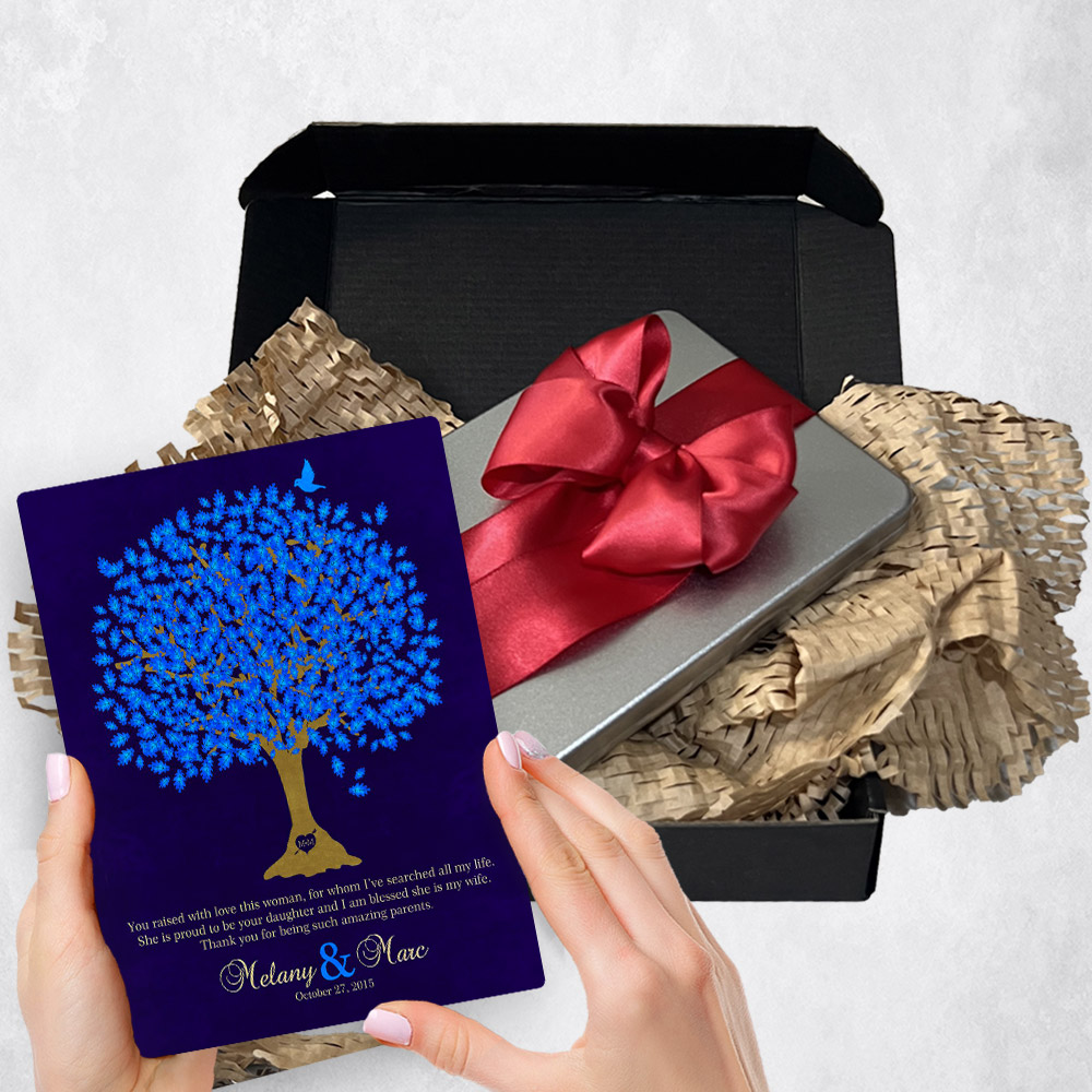 Personalized wedding gift delivery for mother of the bride Oak Tree  plaque for a unique and permanent flower delivery alternative. wedding gift delivery.