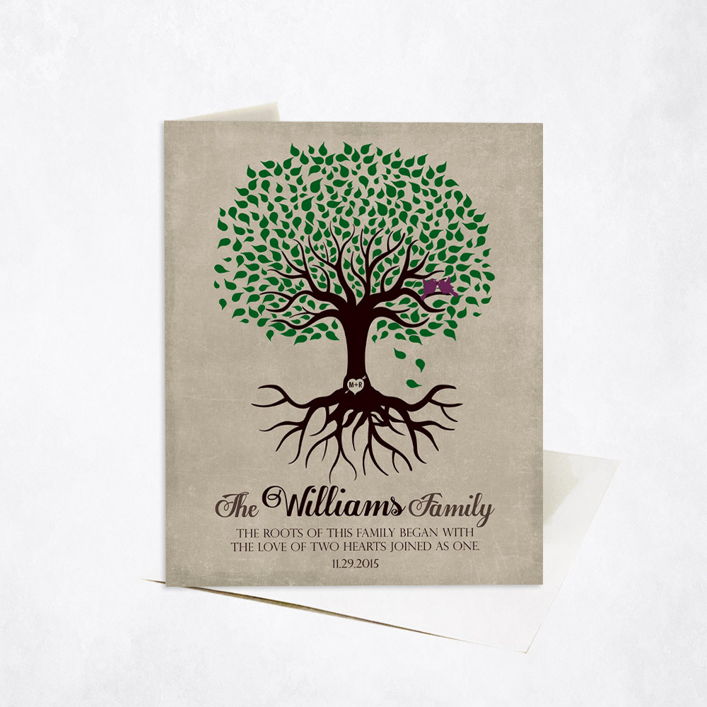 Picture of Green Tree Family Roots Quote anniversary Stationery Card C-1109