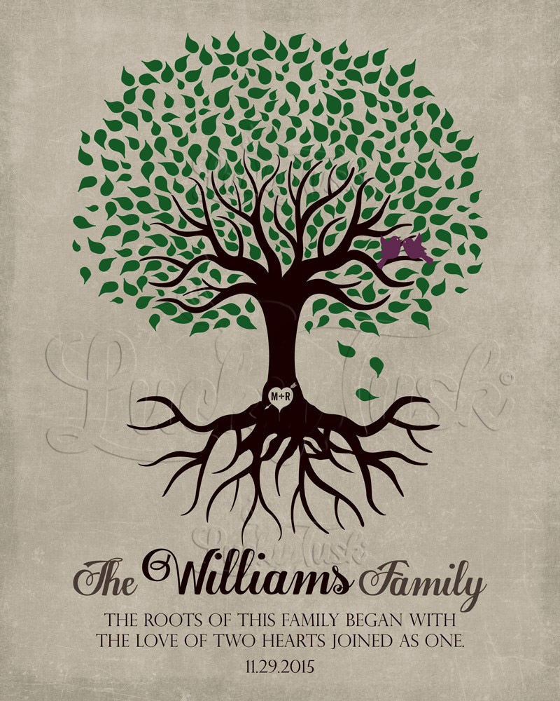 Green Tree Family Roots Quote on Stone wedding Wall Plaque LTC-1109