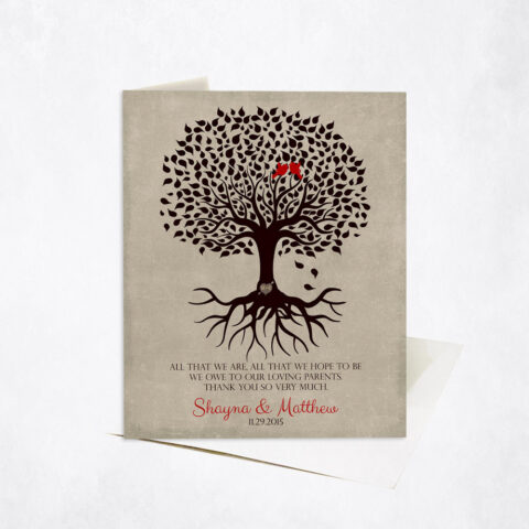 Brown Silhouette Family Tree Quote wedding Stationery Card-1110