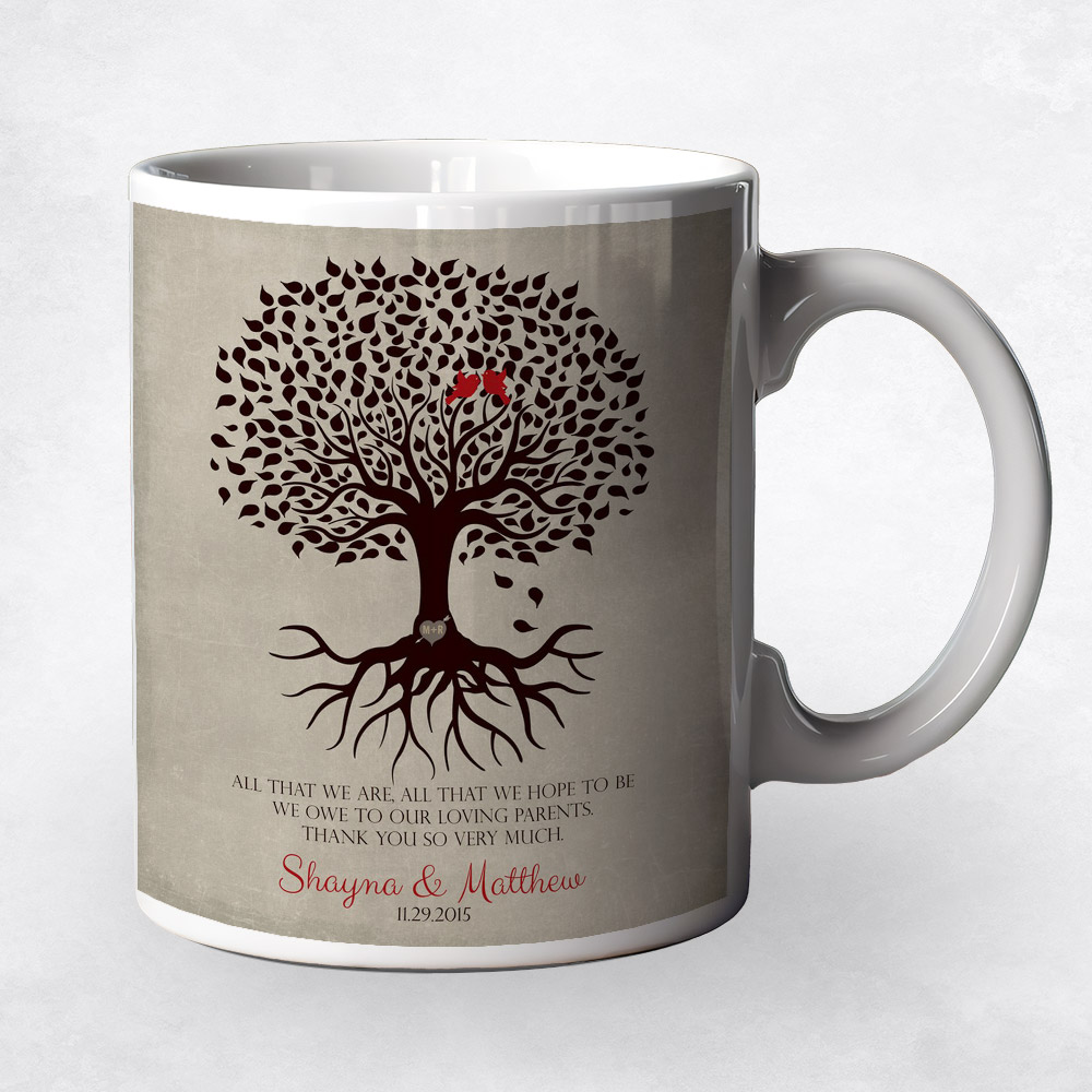 Closeup image of Brown Silhouette Tree  wedding Coffee Mug M-1110