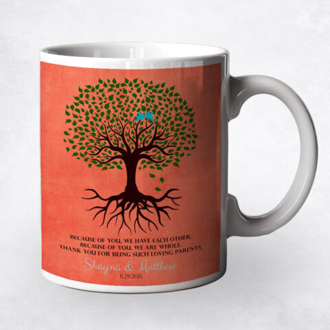 Silhouette Parents Tree with Roots wedding Coffee Mug M-1111