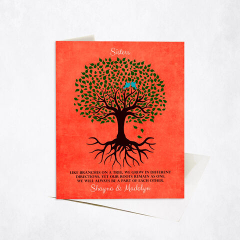 Silhouette Sisters Tree with Roots Quote wedding Stationery Card-1112