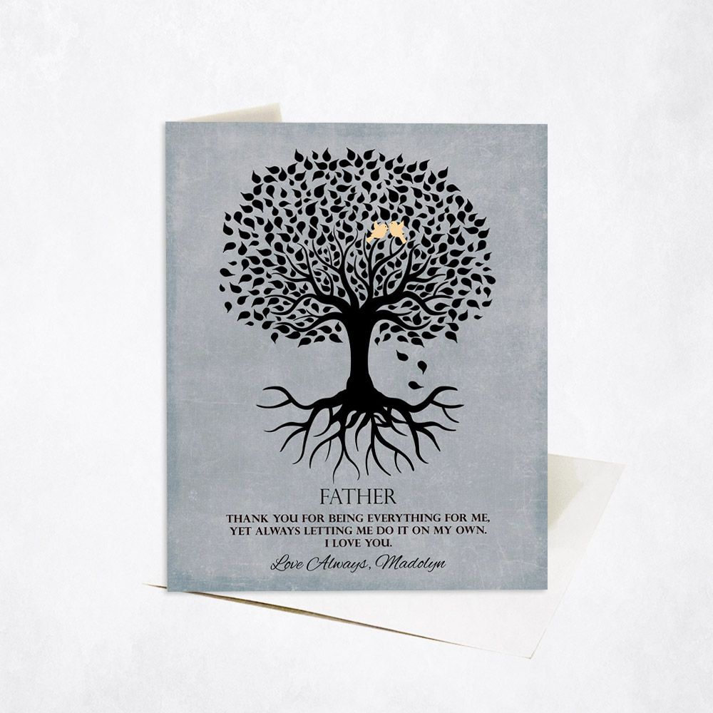 Picture of Silhouette Father Tree with Roots Quote Father's Day Stationery Card C-1113