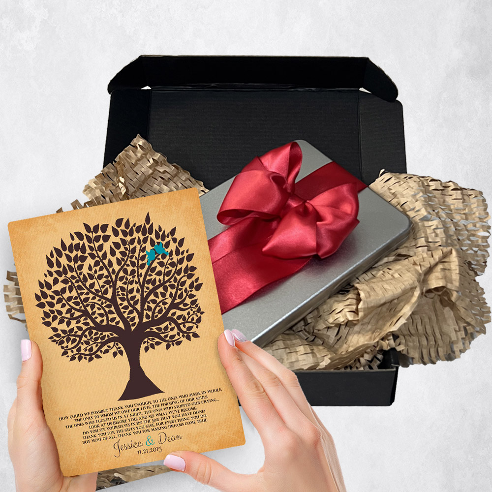 Personalized wedding gift delivery for parents Silhouette Tree  plaque for a unique and permanent flower delivery alternative. wedding gift delivery.