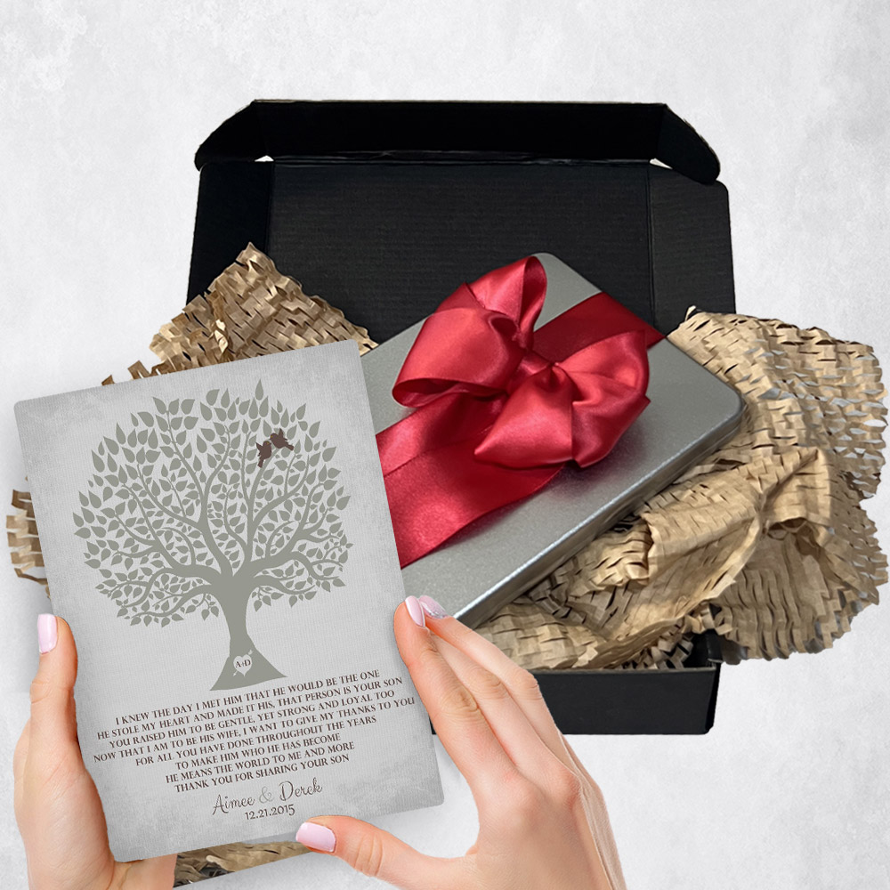 Personalized wedding gift delivery for mother of the groom Silhouette Tree  plaque for a unique and permanent flower delivery alternative. wedding gift delivery.