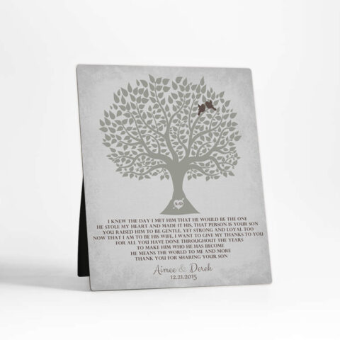 Silhouette Tree wedding  Desktop Plaque Gift for mother of the groom D-1120