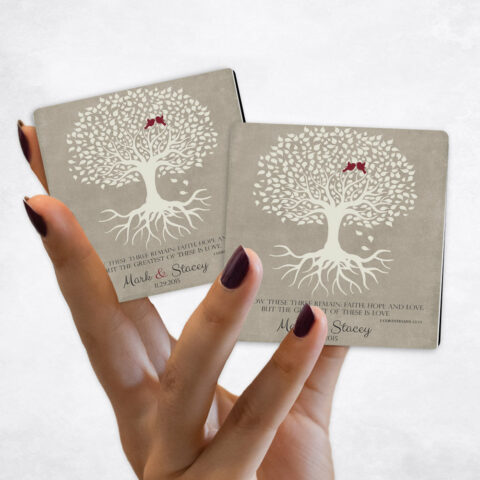 1st anniversary Corinthians 13-13 Tree with Roots on Stone Magnet Set MAG-1123