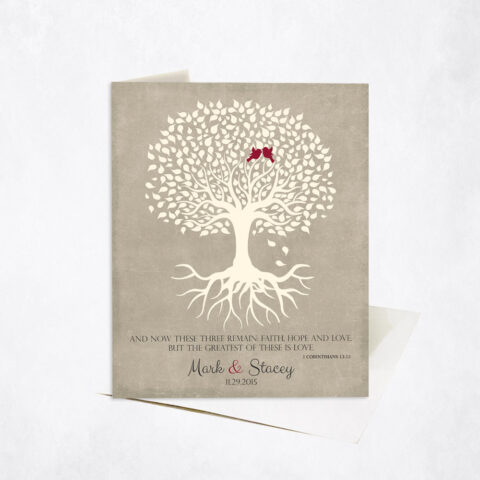 Corinthians 13-13 Tree with Roots 1st anniversary Stationery Card-1123