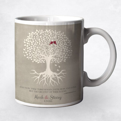 Corinthians 13-13 Tree with Roots 1st anniversary Coffee Mug M-1123