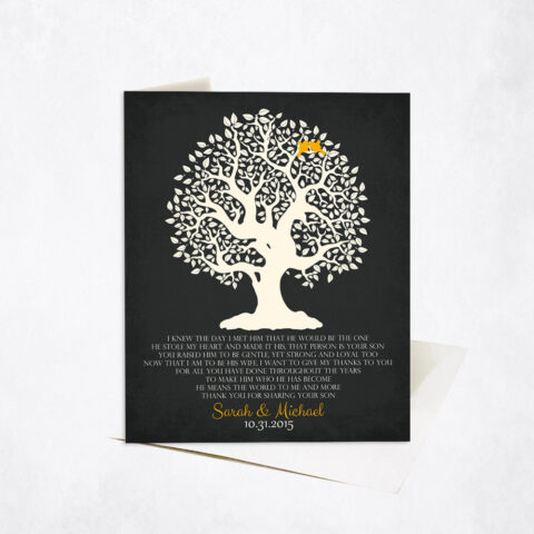 White Crooked Tree Poem on Black wedding Stationery Card-1124