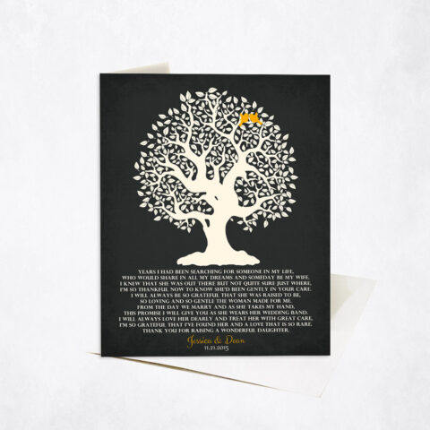 White Crooked Tree Poem on Black wedding Stationery Card-1125